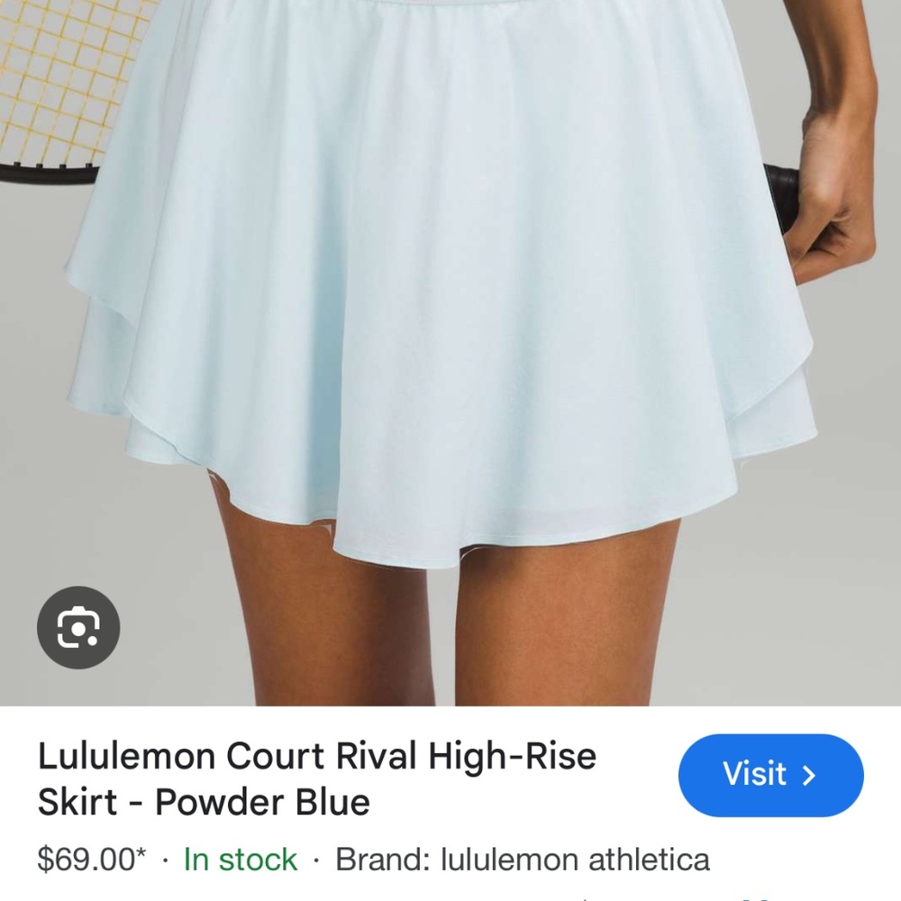 Lululemon powder blue court rival high rise skirt